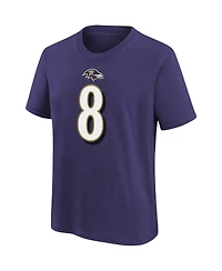 Big Boys Nike Lamar Jackson Purple Baltimore Ravens Player Name and Number T-shirt