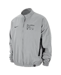 Men's Nike Silver Distressed Brooklyn Nets Courtside Vintage-Like Warmup Full-Zip Jacket