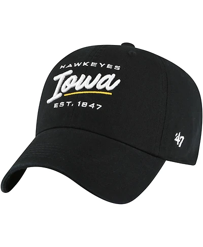 Women's '47 Brand Black Iowa Hawkeyes Sidney Clean Up Adjustable Hat