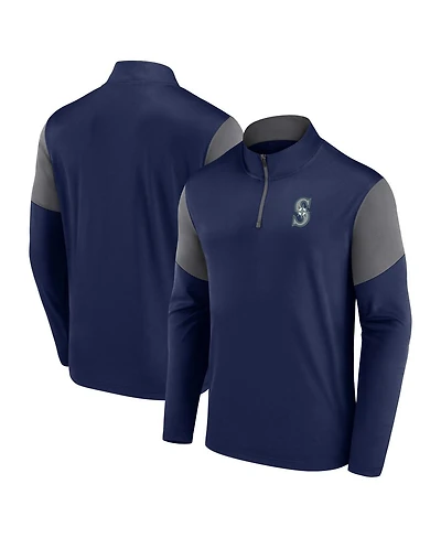 Men's Fanatics Navy Seattle Mariners Logo Quarter-Zip Top