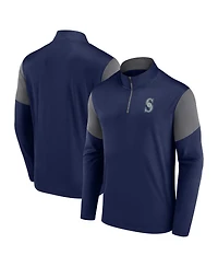 Men's Fanatics Navy Seattle Mariners Logo Quarter-Zip Top