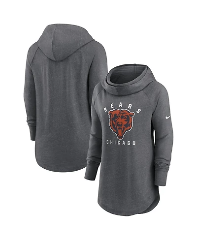 Women's Nike Heather Charcoal Chicago Bears Raglan Funnel Neck Pullover Hoodie