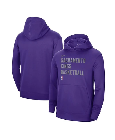 Men's and Women's Nike Purple Sacramento Kings 2023, 24 Performance Spotlight On-Court Practice Pullover Hoodie