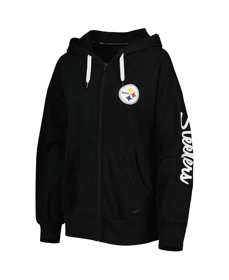 Women's Msx by Michael Strahan Black Pittsburgh Steelers Emerson Lightweight Full-Zip Hoodie