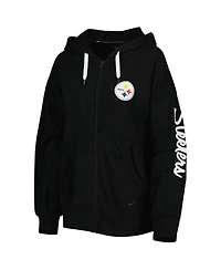 Women's Msx by Michael Strahan Black Pittsburgh Steelers Emerson Lightweight Full-Zip Hoodie