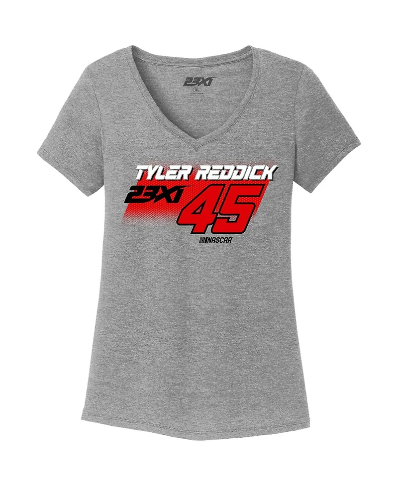 Women's 23XI Racing Gray Tyler Reddick Tri-Blend V-Neck T-shirt