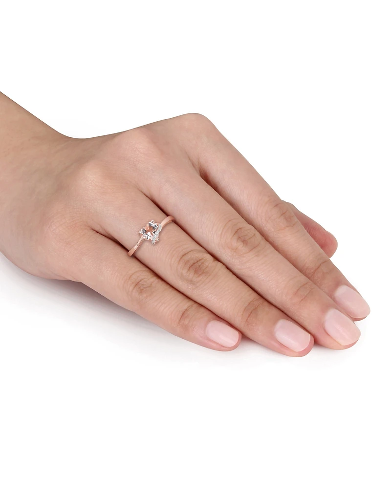 Morganite (5/8 ct. t.w.) & Diamond Accent Heart Ring 18k Rose Gold Flash-Plated Sterling Silver
