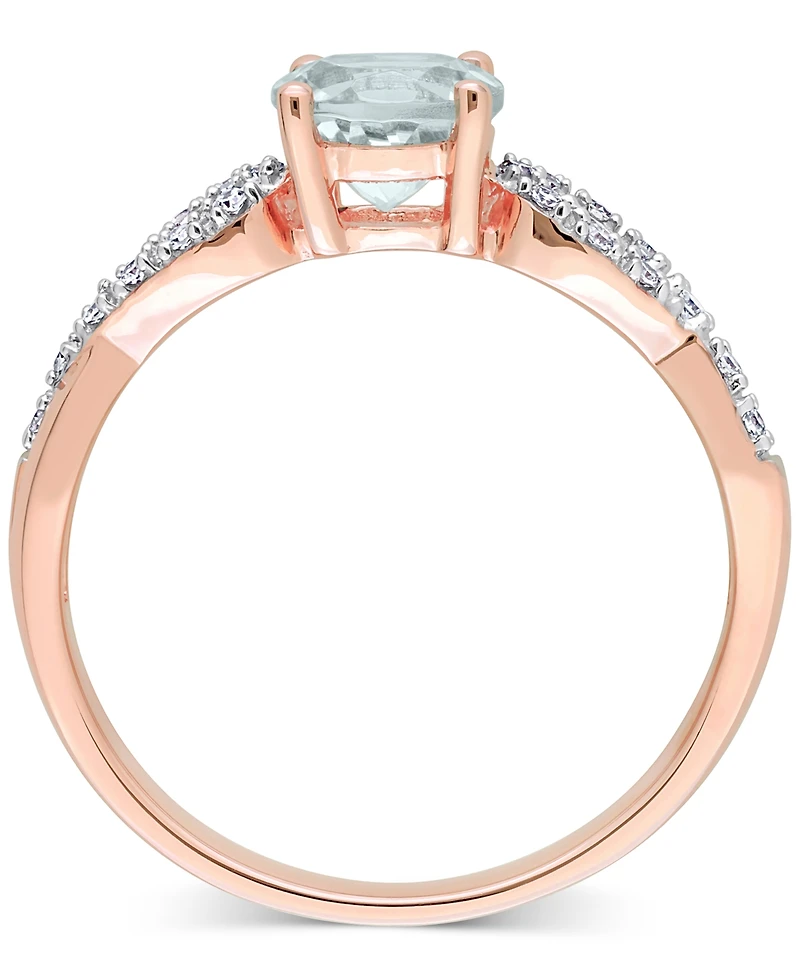 Aquamarine (3/4 ct. t.w.) & Diamond (1/10 Infinity Ring 10k Rose Gold