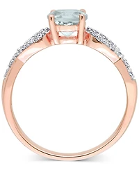Aquamarine (3/4 ct. t.w.) & Diamond (1/10 Infinity Ring 10k Rose Gold
