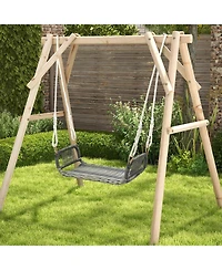 Costway Wicker Porch Swing Curved Rattan Swing Seat with Cozy Armrests for Front Porch