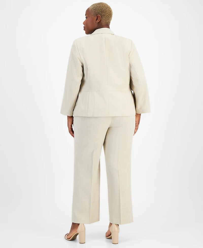 Le Sui Plus Size Two Button Jacket & Extended-Tab Pantsuit