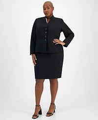 Le Suit Plus Size Stand-Collar Skirt Suit