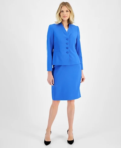 Le Suit Women's Stand-Collar Pencil Skirt Suit