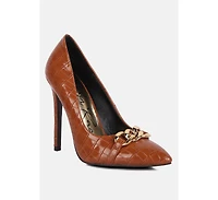 Fanfare Croc Stiletto Pump Heels