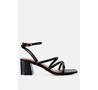 right pose faux leather block heel sandals