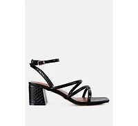 right pose faux leather block heel sandals