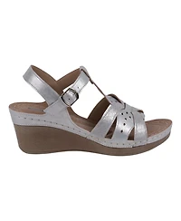 Gc Shoes Women's Darry Perforated T-Strap Slingback Wedge Sandals