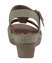 Gc Shoes Women's Cole Embellished T-Strap Slingback Wedge Sandals