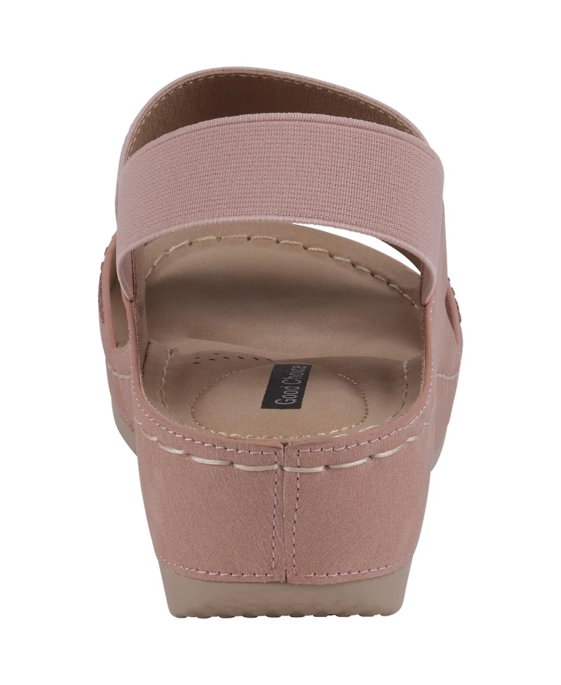 Gc Shoes Women's Tammy Embellished Elastic Double Band Wedge Sandals