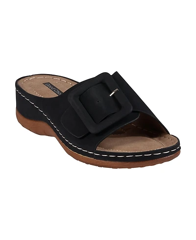 Gc Shoes Women's Hamden Buckle Comfort Flat Sandals