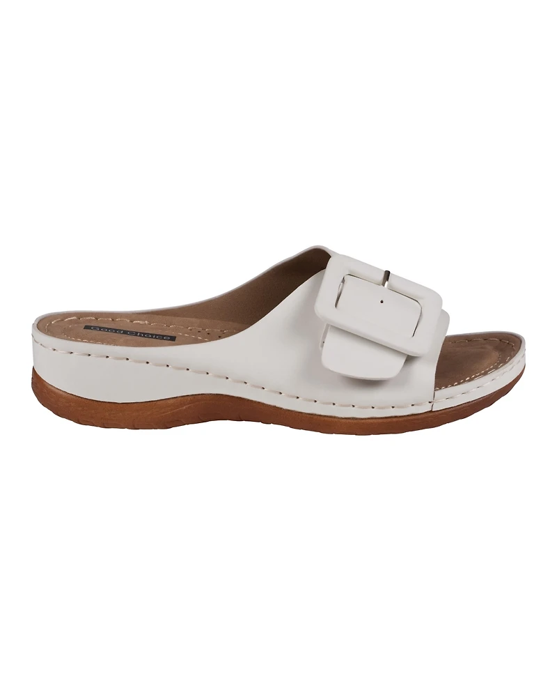 Gc Shoes Women's Hamden Buckle Comfort Flat Sandals