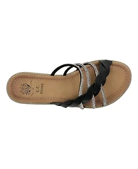 Gc Shoes Women's Jolie Strappy Embellished Slip On Flat Sandals
