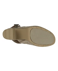 Gc Shoes Women's Olivia Perforated Slingback Wooden Platform Heeled Sandals