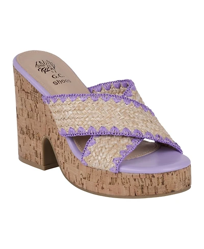 Gc Shoes Women's Elsa Woven Cork Heel Platform Sandals