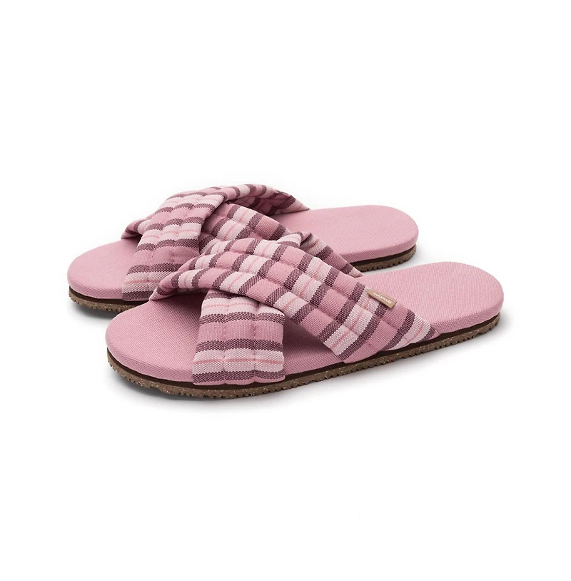 Feelgoodz Women's Slipper Artisan Quilted Cross Strap Indoor / Outdoor House Shoes