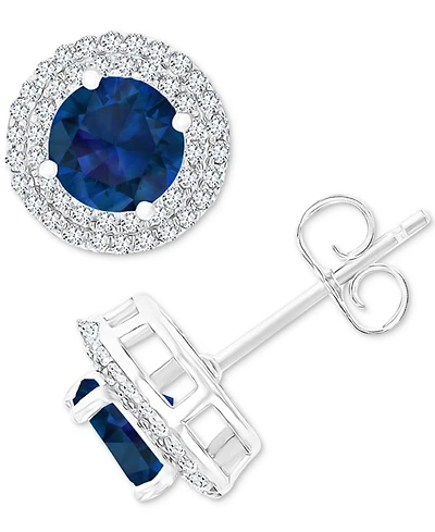 Amethyst (1-1/2 ct. t.w.) & Lab-Grown White Sapphire (1/2 Halo Birthstone Stud Earrings Sterling Silver (Also Additional Birthstones)