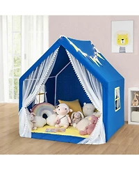 Costway Large Play Tent Kids & Toddlers Playhouse with Washable Cotton Mat, Star Lights