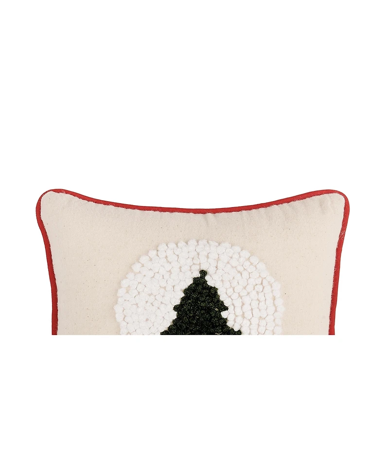 8" x 8" Snow Globe Tree French Knot Petite Size Accent Throw Pillow