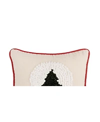 8" x 8" Snow Globe Tree French Knot Petite Size Accent Throw Pillow