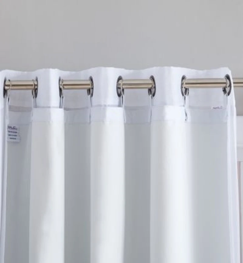 White Thermal Insulated 100 Blackout Curtain Liner Grommet Panels Complete Darkness Privacy Energy Efficient Noise Reducing 16 Rings Included