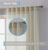 Hlc.Me Lauren Semi Sheer Light Filtering Transparent Pocket Top Back Tab Lightweight Window Curtains Drapery Panels Bedroom Living Room 2 Panels