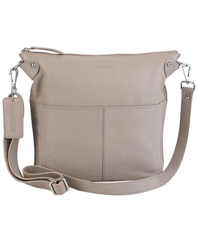 Mancini Pebbled Collection Susan Leather Crossbody Hobo Bag