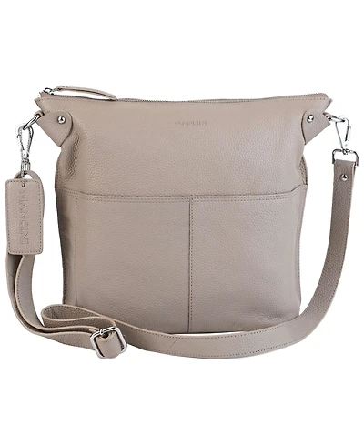 Mancini Pebbled Collection Susan Leather Crossbody Hobo Bag