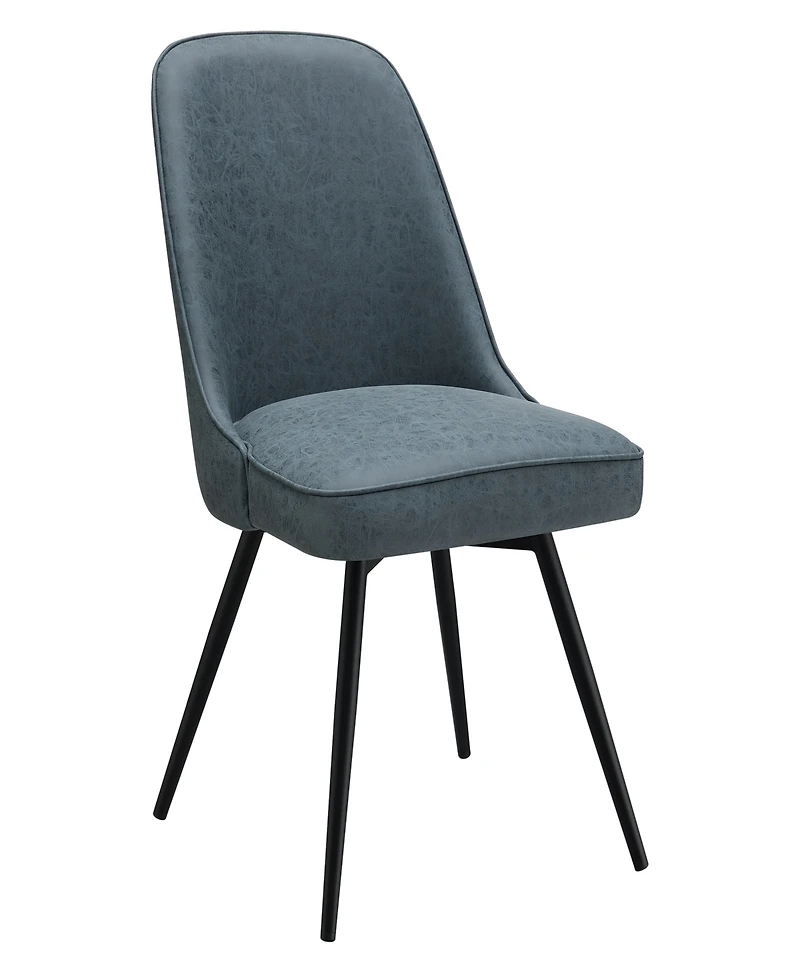 Office Star Penton Swivel Chair 19.5" W x 35" H, 2-Pack in Navy Faux Leather with Black Metal Legs