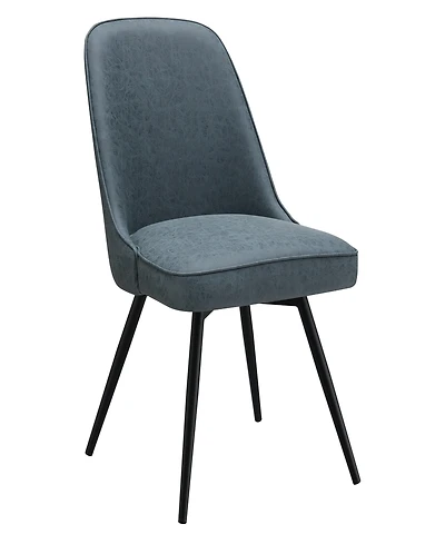 Office Star Penton Swivel Chair 19.5" W x 35" H, 2-Pack in Navy Faux Leather with Black Metal Legs