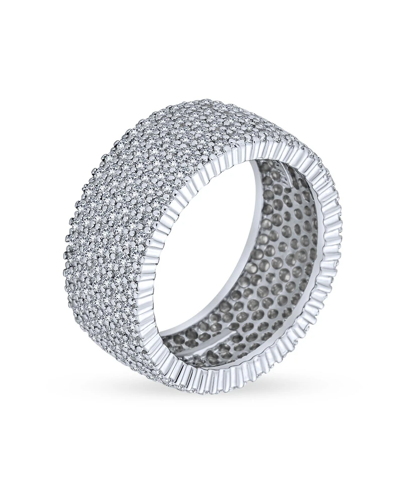 Bling Jewelry Pave Cubic Zirconia 5 Row Wide Cz Eternity Band Ring .925 Sterling Silver