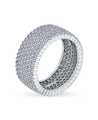 Bling Jewelry Pave Cubic Zirconia 5 Row Wide Cz Eternity Band Ring .925 Sterling Silver