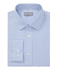 Michael Kors Men's Slim Fit Cotton Linen Untucked Print Dress Shirt