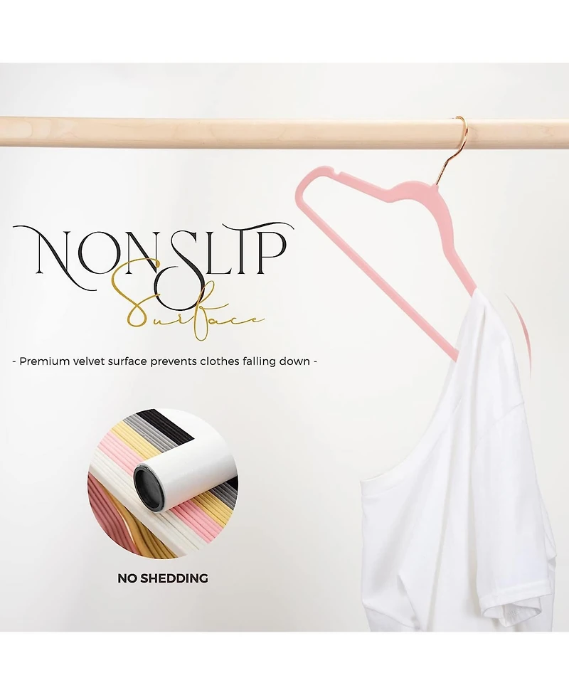 17.5 Inch Gold Hook Velvet Hangers