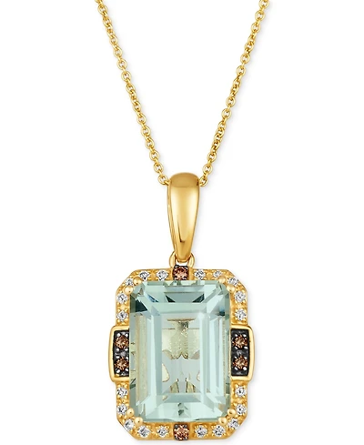 Le Vian Mint Julep Quartz (6-3/4 ct. t.w.) & Diamond (1/4 ct. t.w.) Halo Adjustable 20" Pendant Necklace in 14k Gold