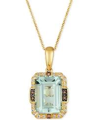 Le Vian Mint Julep Quartz (6-3/4 ct. t.w.) & Diamond (1/4 ct. t.w.) Halo Adjustable 20" Pendant Necklace in 14k Gold