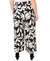 Vince Camuto Plus Printed Smocked-Waist Wide-Leg Pants