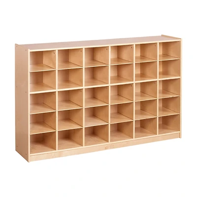 ECR4Kids 30 Cubby Mobile Tray Storage Cabinet, 5x6, Natural, 1