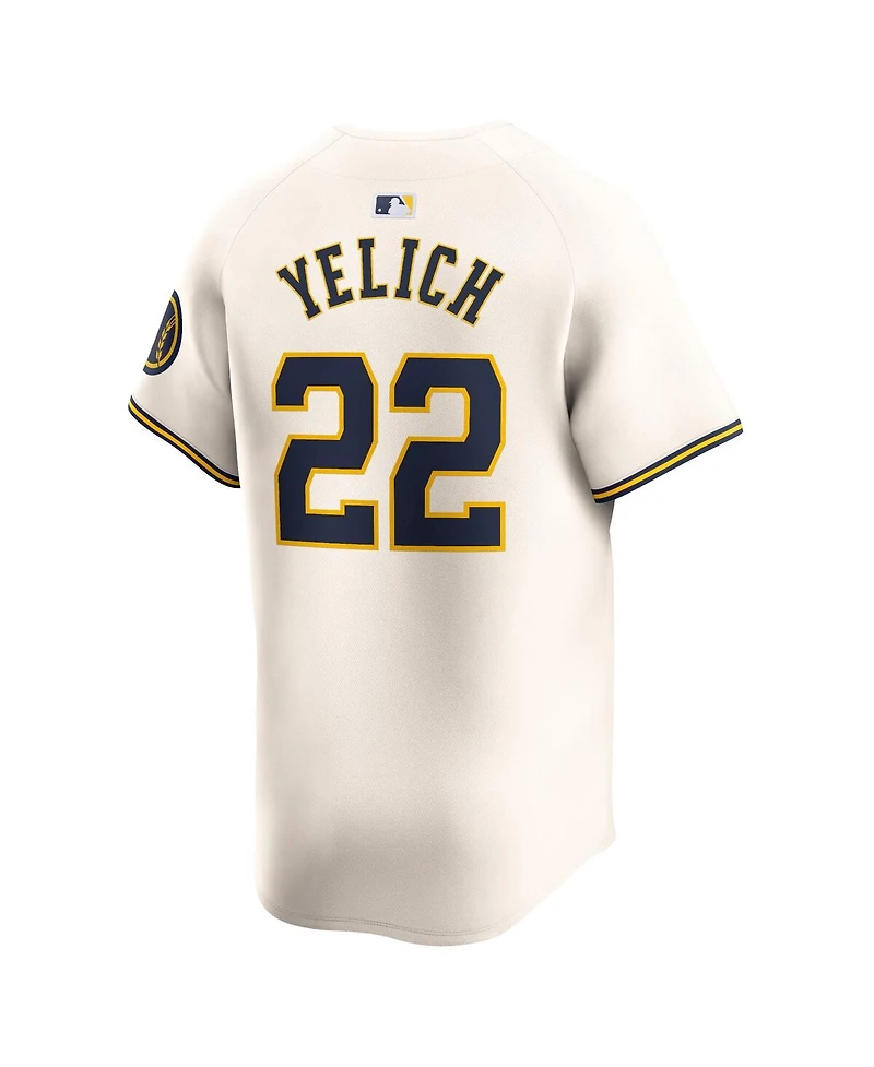 Men's Nike Christian Yelich Cream Milwaukee Brewers Home Limited Player Jersey