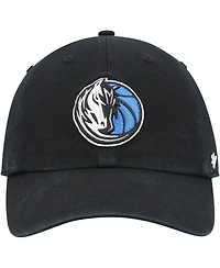 Men's '47 Brand Black Dallas Mavericks Team Logo Clean Up Adjustable Hat