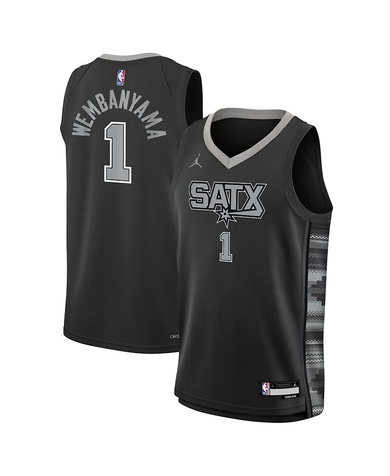 Big Boys Jordan Victor Wembanyama Black San Antonio Spurs Swingman Jersey - Statement Edition